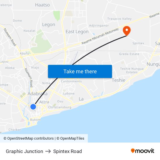 Graphic Junction to Spintex Road map