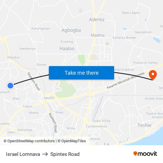 Israel Lomnava to Spintex Road map