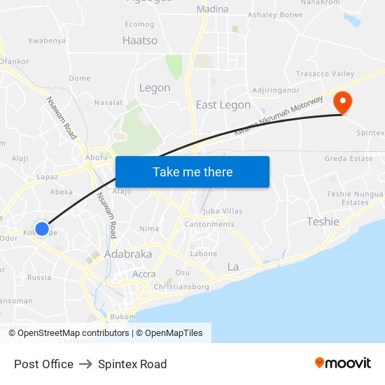 Post Office to Spintex Road map