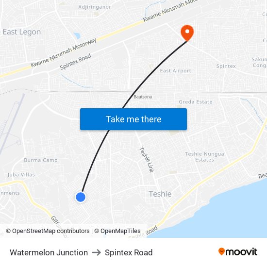 Watermelon Junction to Spintex Road map