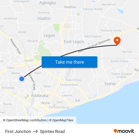 First Junction to Spintex Road map