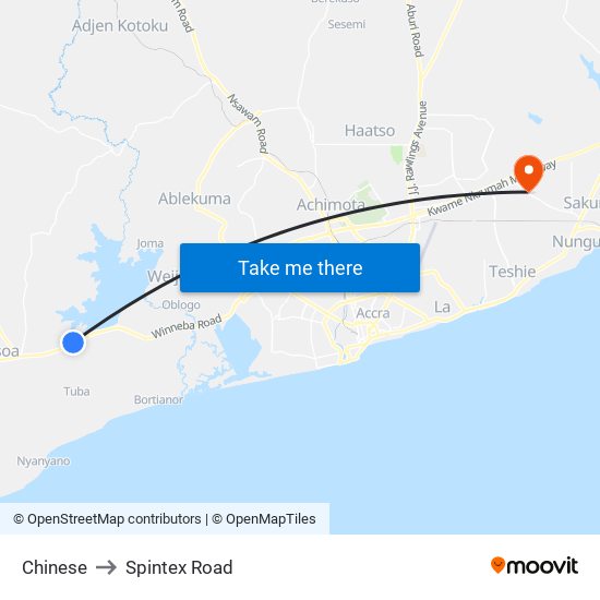 Chinese to Spintex Road map