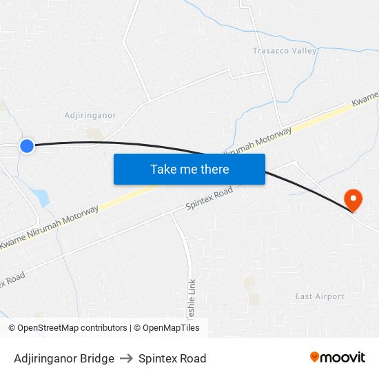 Adjiringanor Bridge to Spintex Road map