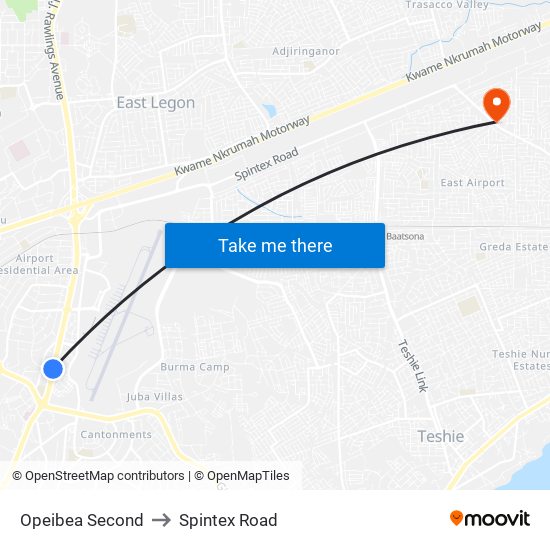 Opeibea Second to Spintex Road map