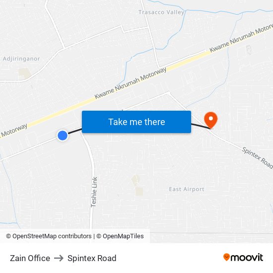Zain Office to Spintex Road map