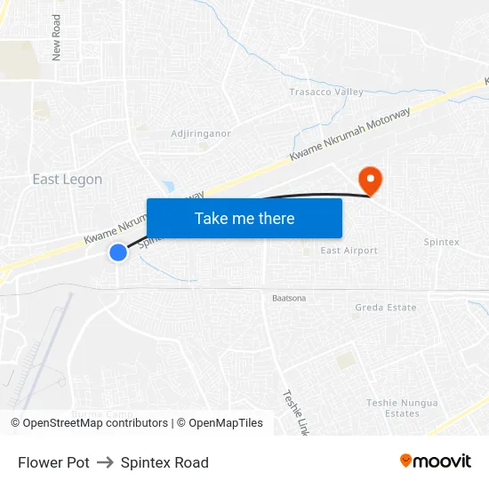 Flower Pot to Spintex Road map