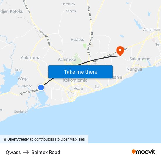 Qwass to Spintex Road map