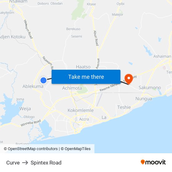 Curve to Spintex Road map