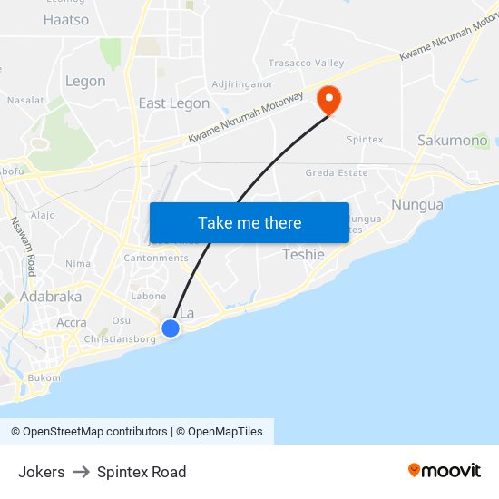 Jokers to Spintex Road map