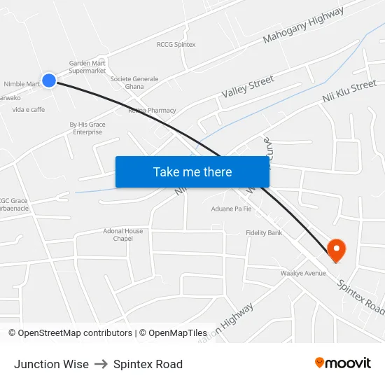 Junction Wise to Spintex Road map