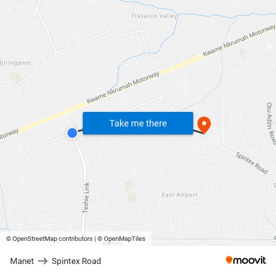 Manet to Spintex Road map