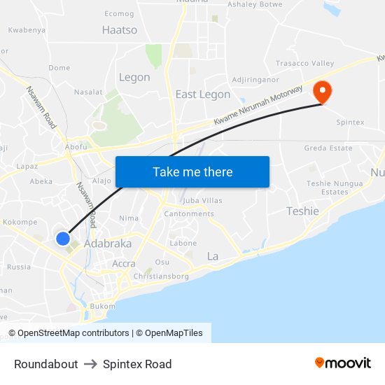 Roundabout to Spintex Road map