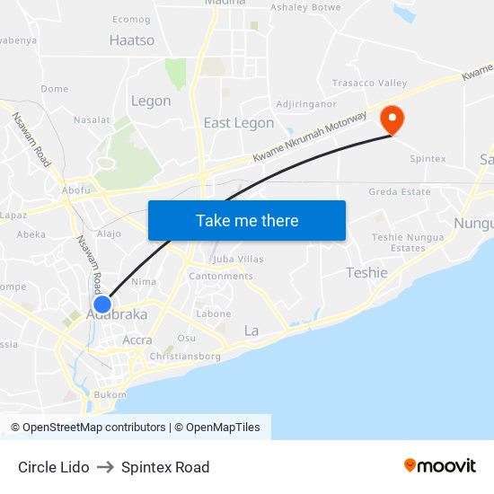 Circle Lido to Spintex Road map