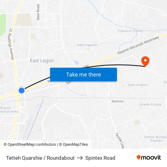 Tetteh Quarshie / Roundabout to Spintex Road map