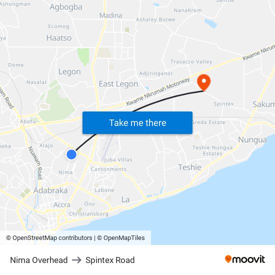 Nima Overhead to Spintex Road map