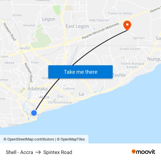 Shell - Accra to Spintex Road map