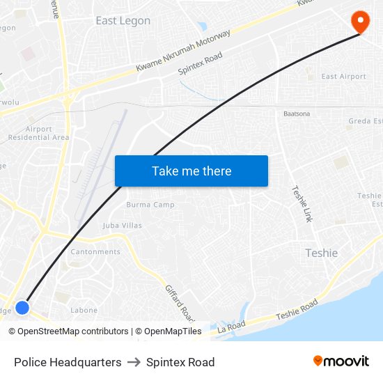 Police Headquarters to Spintex Road map