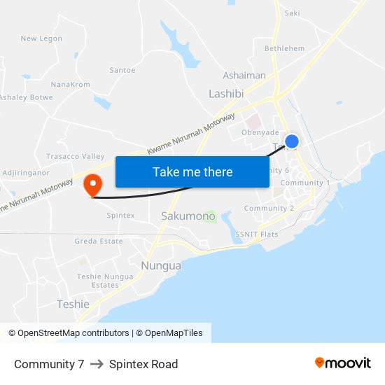 Community 7 to Spintex Road map