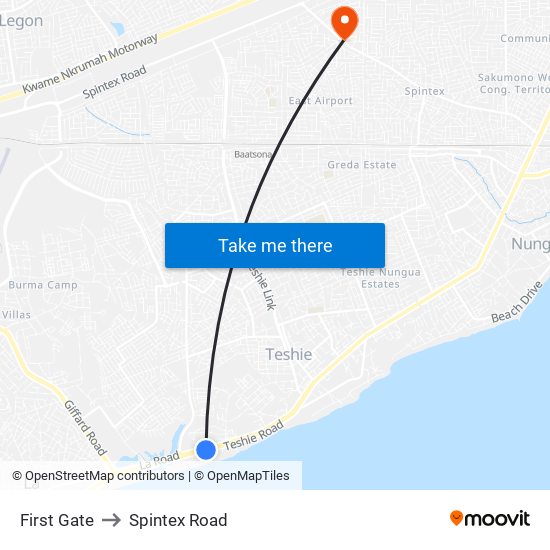 First Gate to Spintex Road map