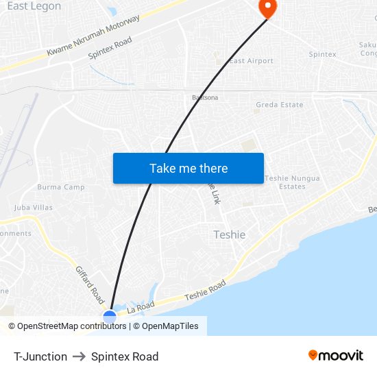 T-Junction to Spintex Road map