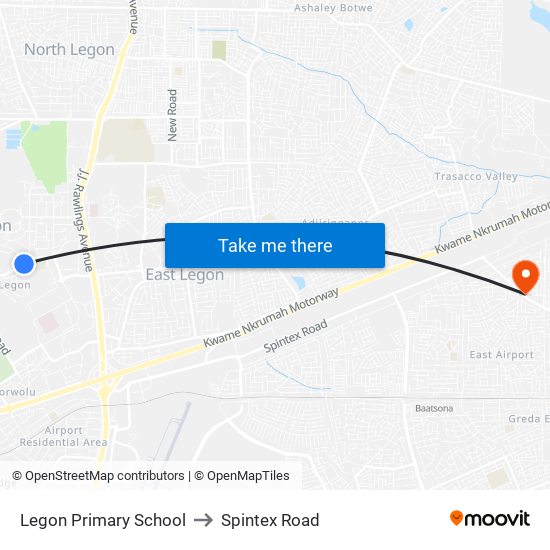 Legon Primary School to Spintex Road map