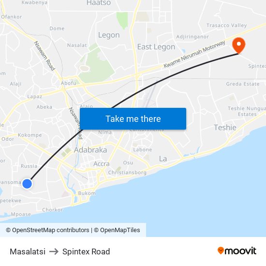 Masalatsi to Spintex Road map