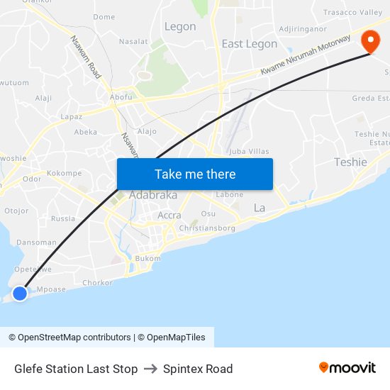 Glefe Station Last Stop to Spintex Road map