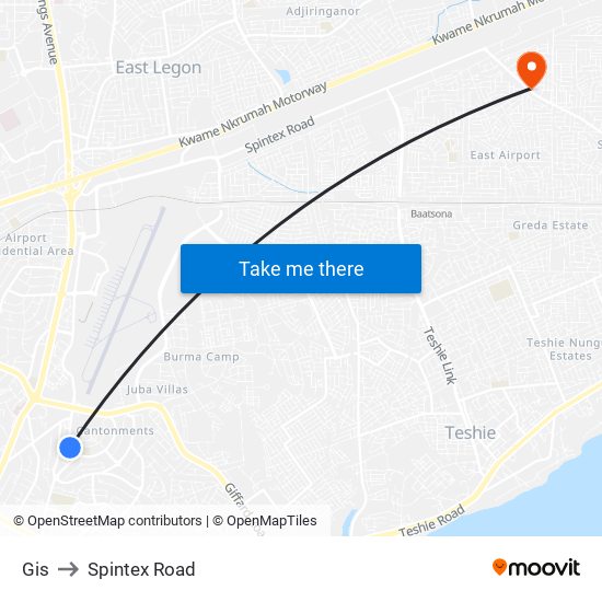 Gis to Spintex Road map