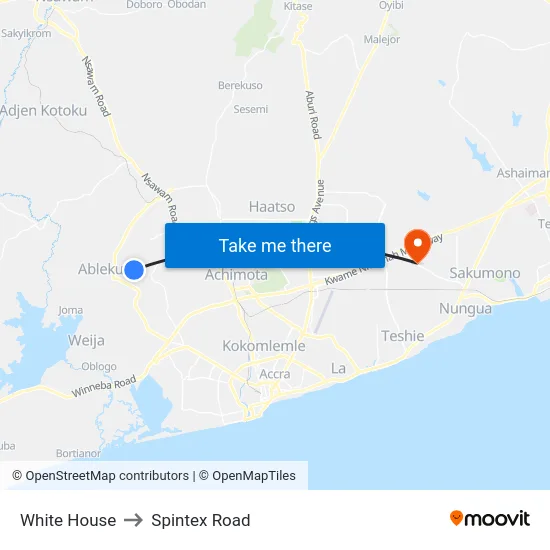 White House to Spintex Road map