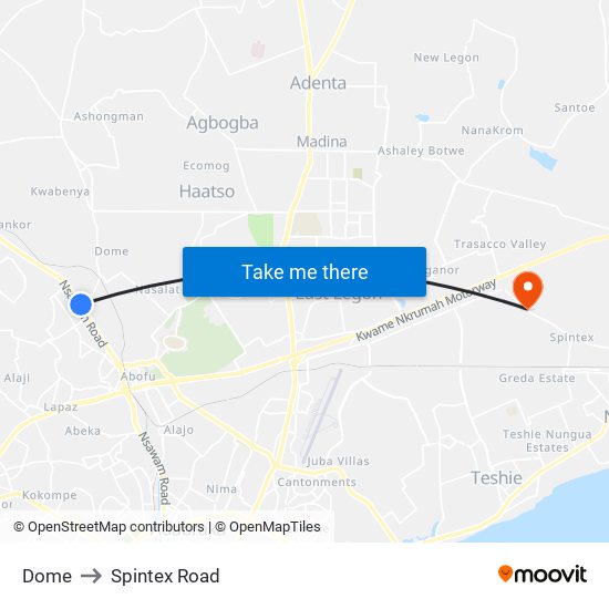 Dome to Spintex Road map