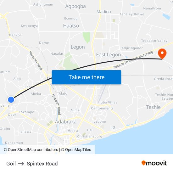 Goil to Spintex Road map