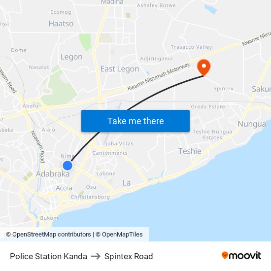 Police Station Kanda to Spintex Road map