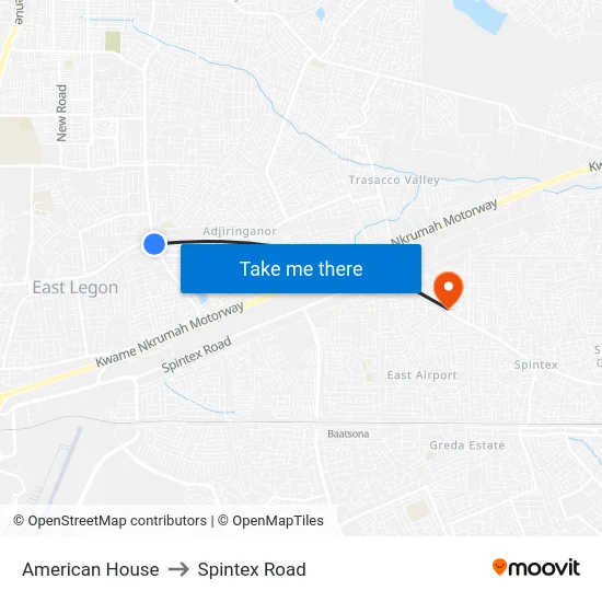 American House to Spintex Road map