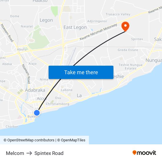 Melcom to Spintex Road map
