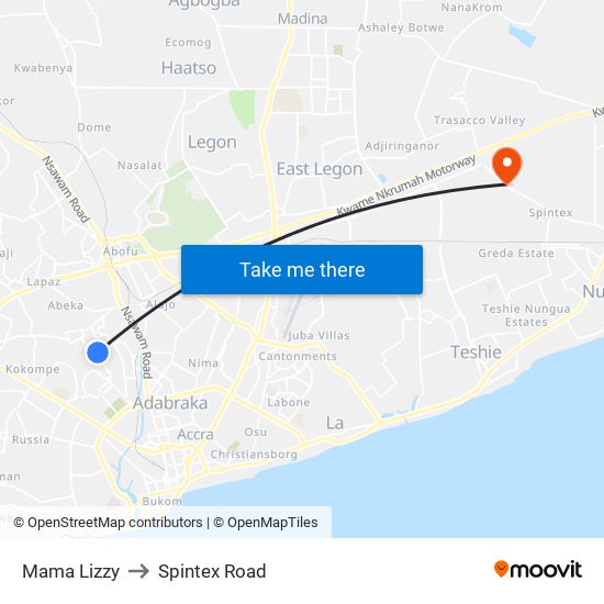 Mama Lizzy to Spintex Road map