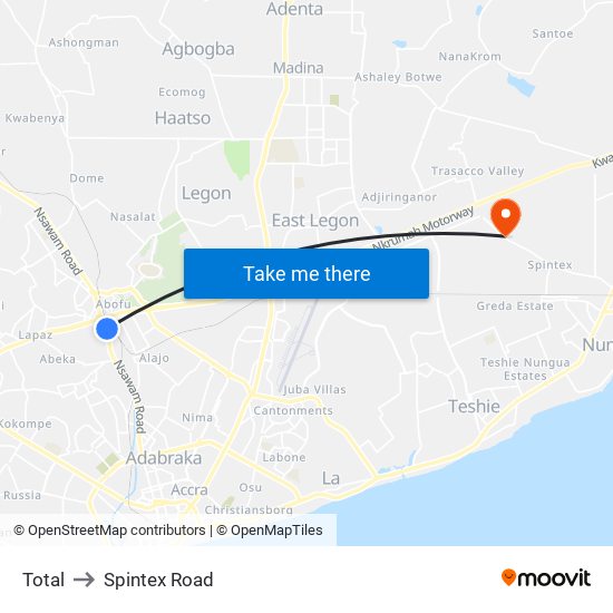 Total to Spintex Road map