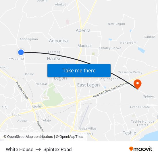 White House to Spintex Road map