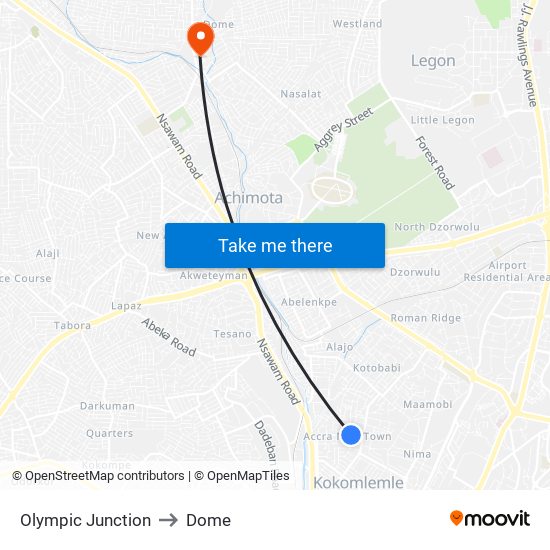 Olympic Junction to Dome map