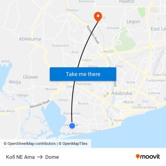 Kofi NE Ama to Dome map
