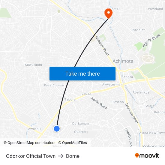 Odorkor Official Town to Dome map