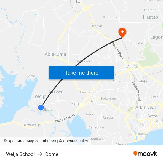 Weija School to Dome map
