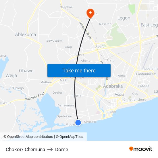 Chokor/ Chemuna to Dome map