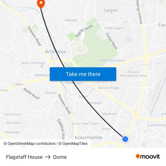 Flagstaff House to Dome map