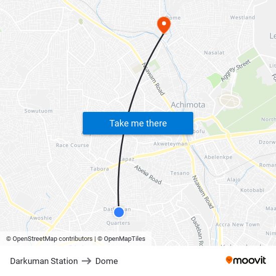 Darkuman Station to Dome map