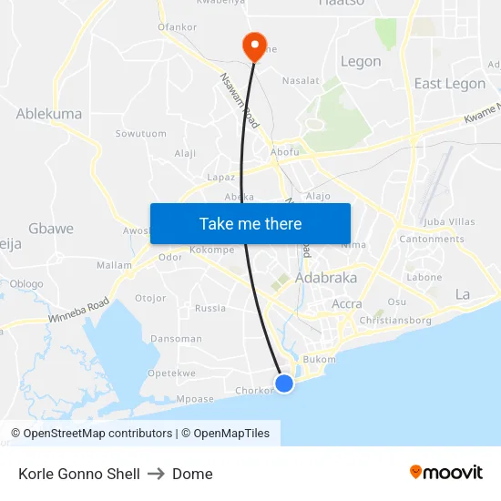 Korle Gonno Shell to Dome map