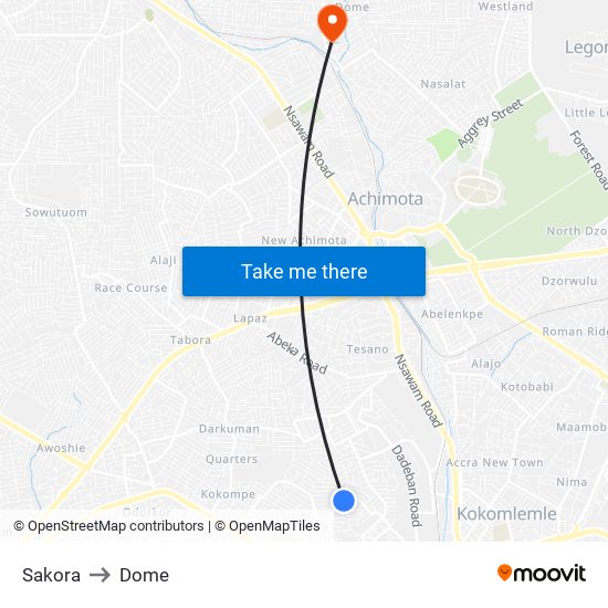 Sakora to Dome map