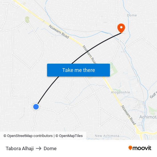 Tabora Alhaji to Dome map