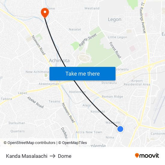 Kanda Masalaachi to Dome map