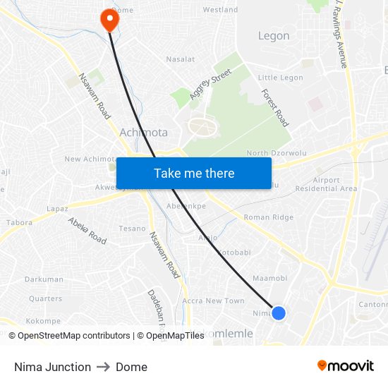 Nima Junction to Dome map