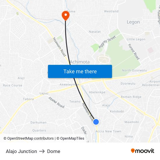 Alajo Junction to Dome map